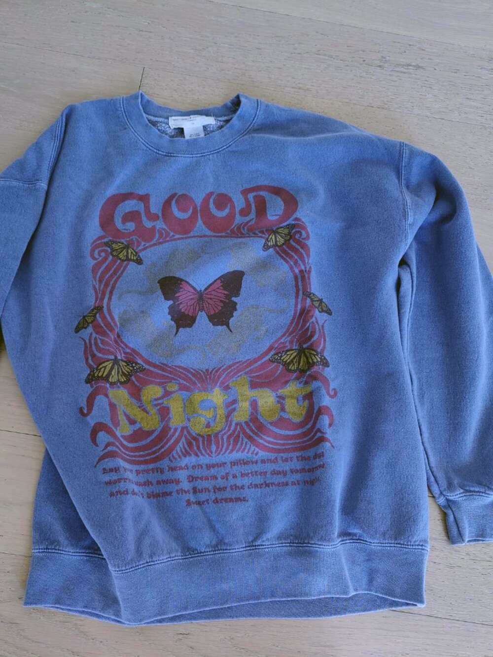 Project Social T Urban Outfitters Good Night Sweatshirt S/M Blue